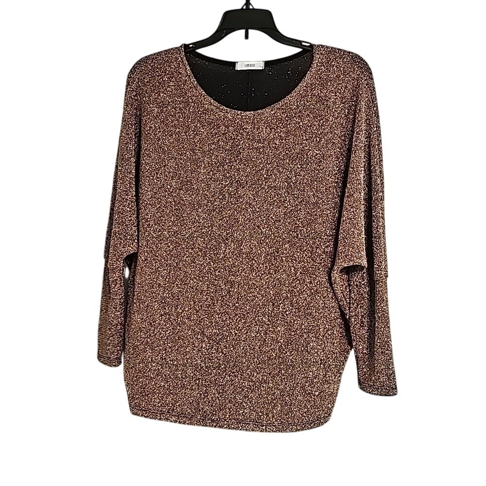 Gold Dolman Top Cherish Gold Metallic Shirt Size S Cocktail EUC